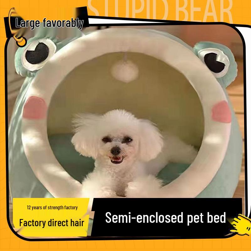 

Lili Four Seasons Semi-Enclosed Cat & Dog Bed - Pink Rabbit Green S (31*30*28) for ~5 lbs