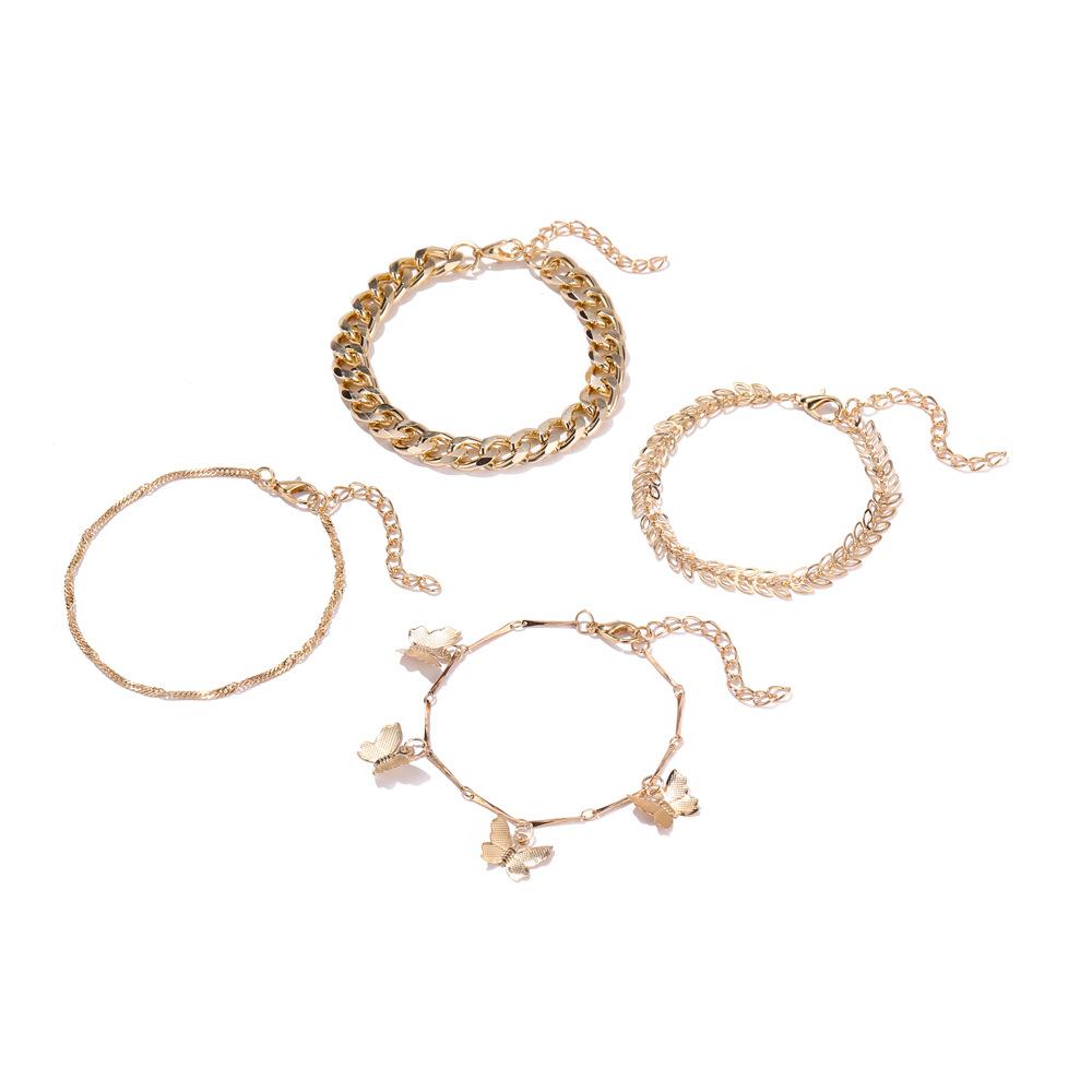Combination Jewelry, Fashionable Golden Butterfly Adjustable Thickness Combination 4 Bracelets