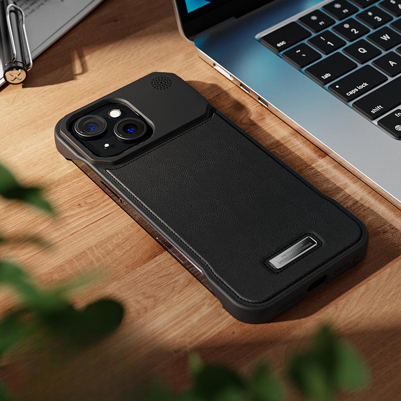 Suitable for IPhone16 Mobile Phone Case Apple 15pm Aluminum Alloy Lens Samsung S25ultra Frameless Leather Case