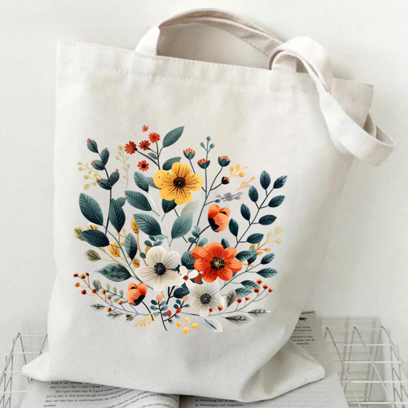 

Элегантная женская сумка с полевыми цветами, винтажная эстетика, растительный дизайн, сумки для покупок, многоразовая сумка-тоут, женская сумка через плечо с цветочным принтом