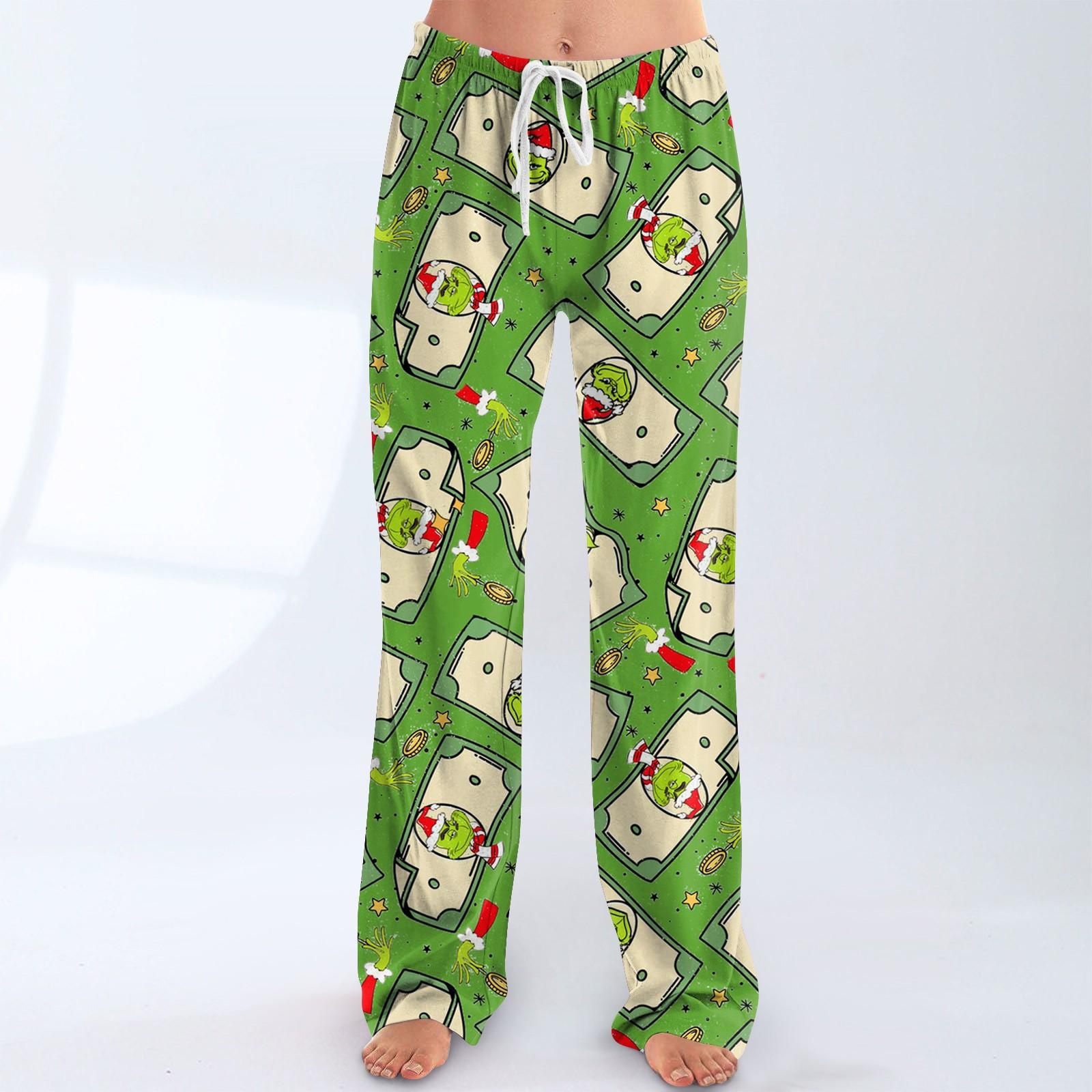 

Женские пижамные штаны, одежда для сна, повседневные брюки с эластичной резинкой на талии, удобные прямые свободные брюки для йоги XL зелёный