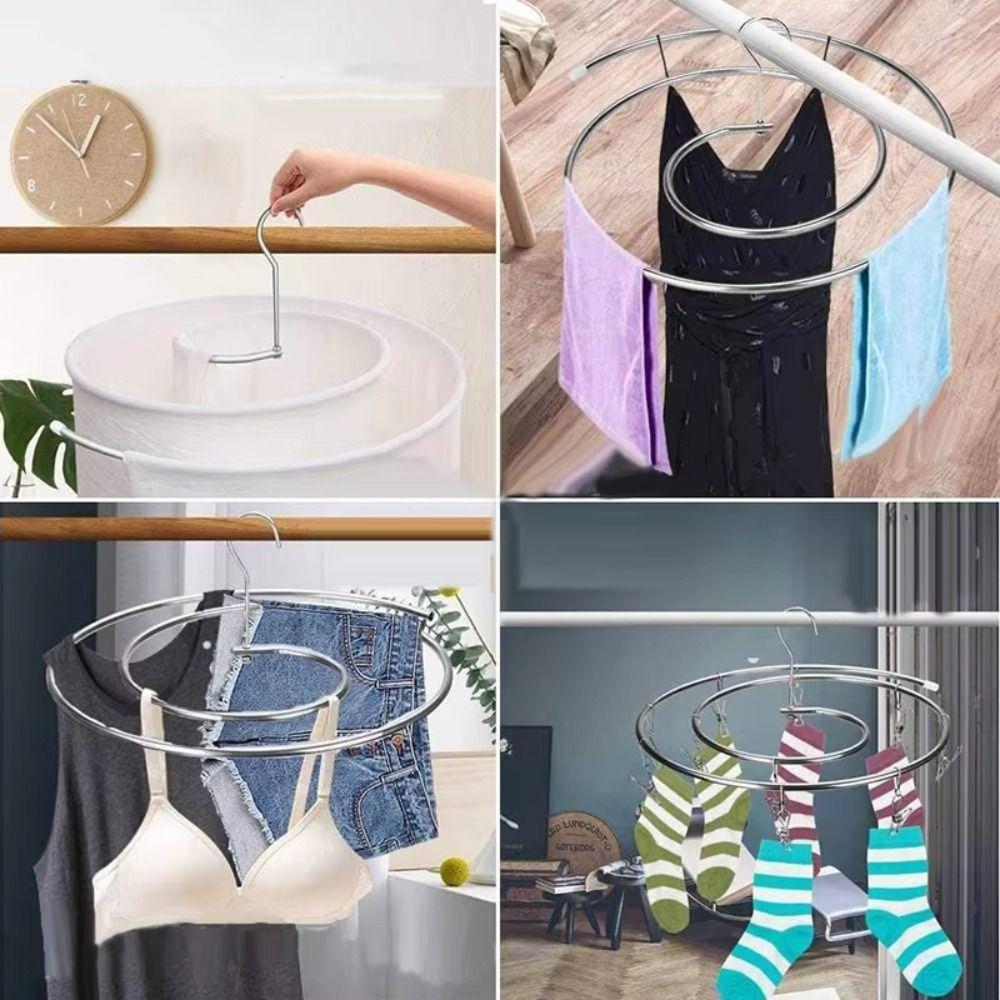 Stainless Steel Spirals Drying Rack Round Spirals Clothes Pole Quilt Sheet Hanger  Balcony