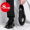 6/8 CM Height Increasing Leather Shoe Luxury Men Dress Shoes Classic Black Soft Leather Shoe Trend Business Casual Leather Shoes