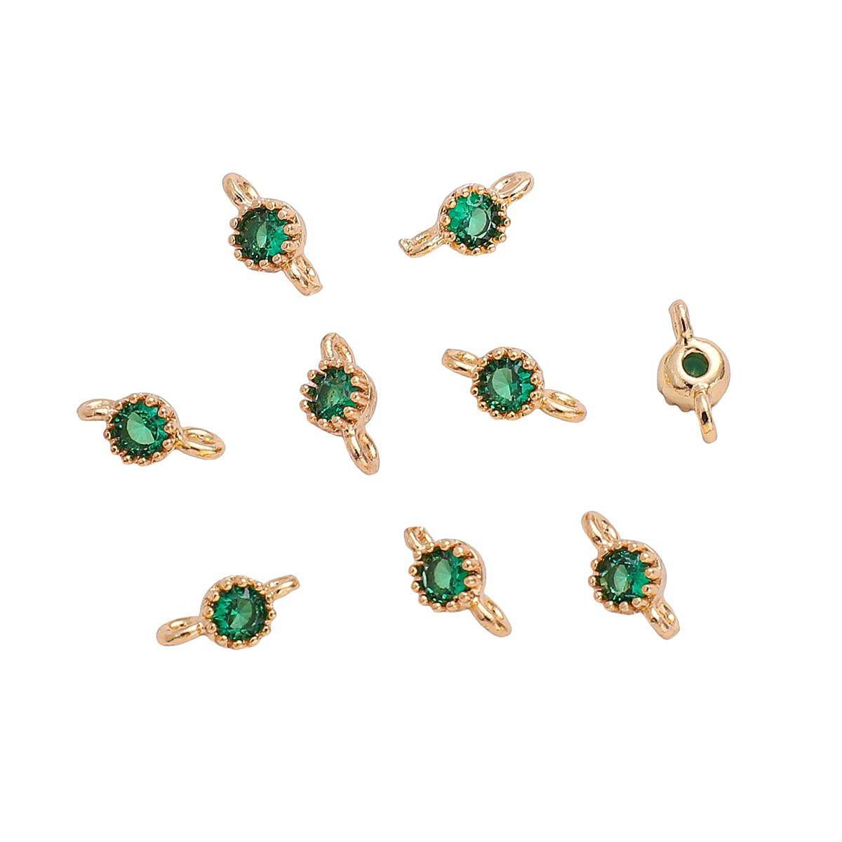 

Латунный круглый подвеска-подвеска с кристаллом циркона для серег, браслетов, ожерелья, DIY ювелирных изделий, аксессуары 4x8mm 5pcs зелёный