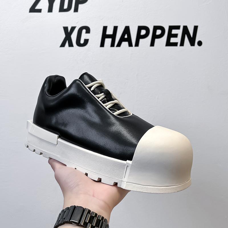 

Fashion British Style Man Outdoor Walking Sneakers Thick Bottom Antiskid Genuine Leather Board Shoe Fashion Casual Elevator Driving Shoe 46 чёрный