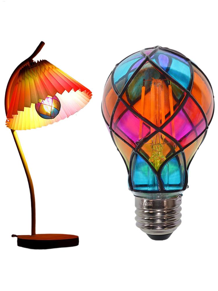 Vitray LED Ampul E26 Duy 4W 120V LED Renkli Ampul Cadılar Bayramı Noel Partisi Dekorasyonu için Romantik Aydınlatma Yatak Başucu Lambası