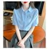 Summer New Style Jacquard Embroidery Casual Fashion Versatile Women's Short Sleeve Shirt