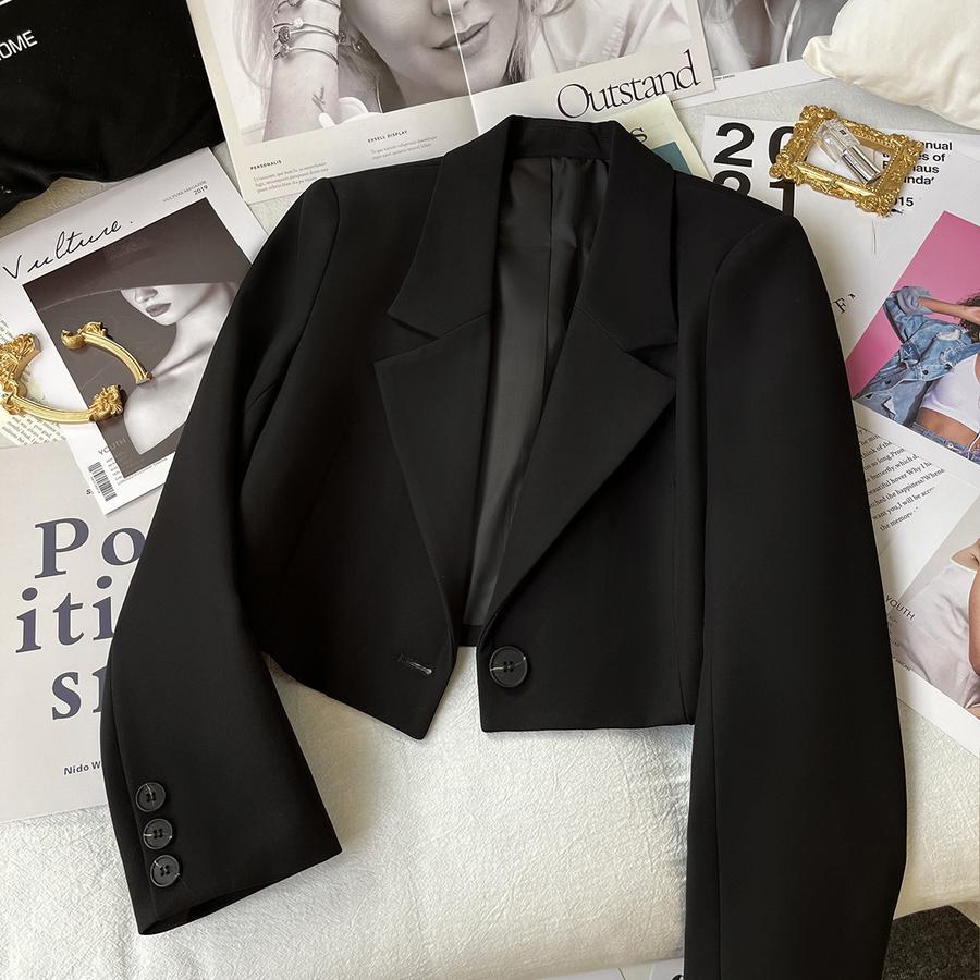 Short Black Blazer Women s Spring Autumn New Style Casual High-End Design Petite Suit S
