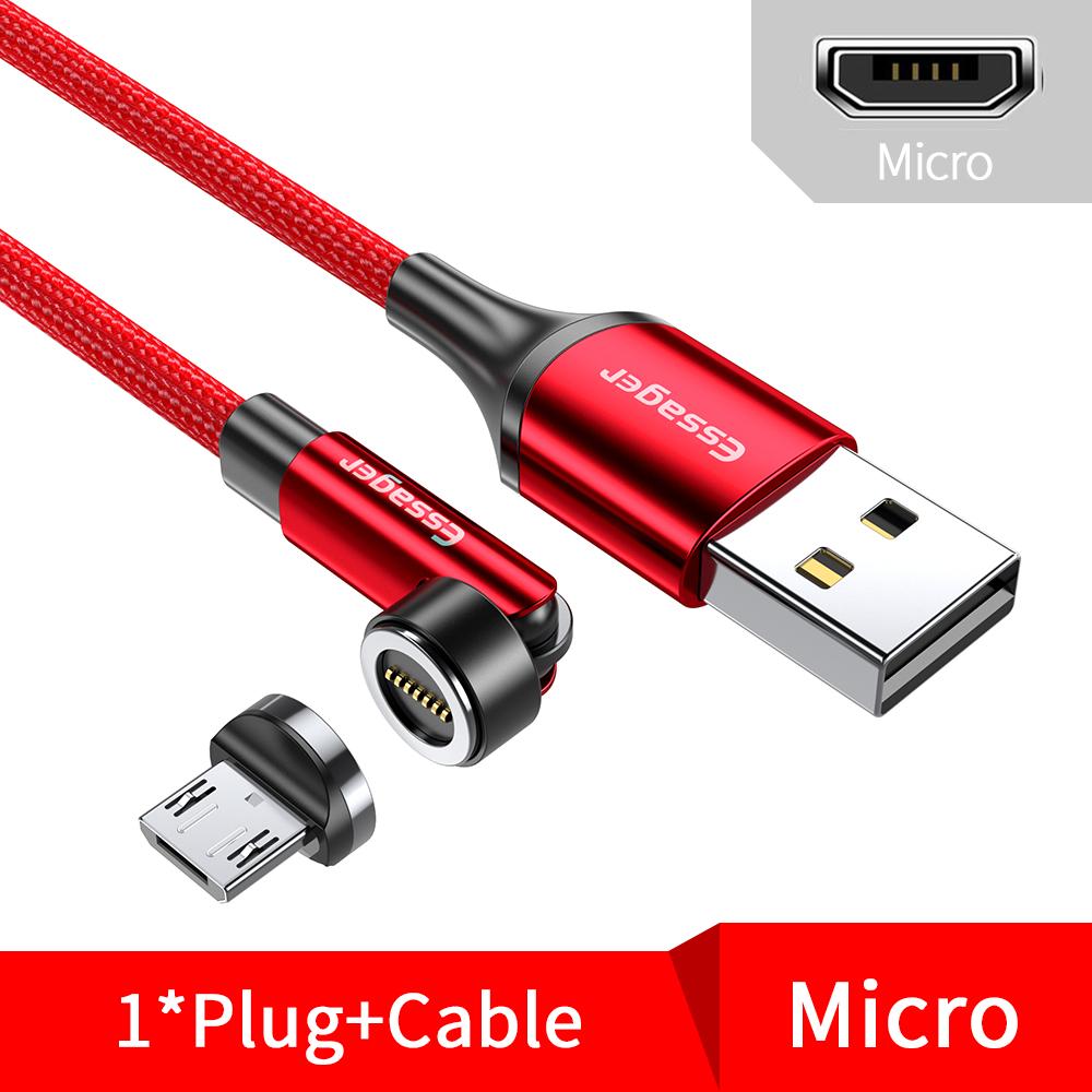 

Essager 540 Rotate Магнитный кабель 3A Кабель для быстрой зарядки Micro USB Type C для iPhone Xiaomi Магнитное зарядное устройство Провод для передачи данных по телефону Micro-1M красный