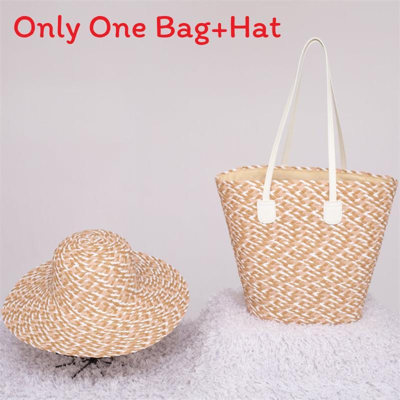 Straw Hat And Bag Set With Sun Protection For Outdoor Travel Casual Summer Adults