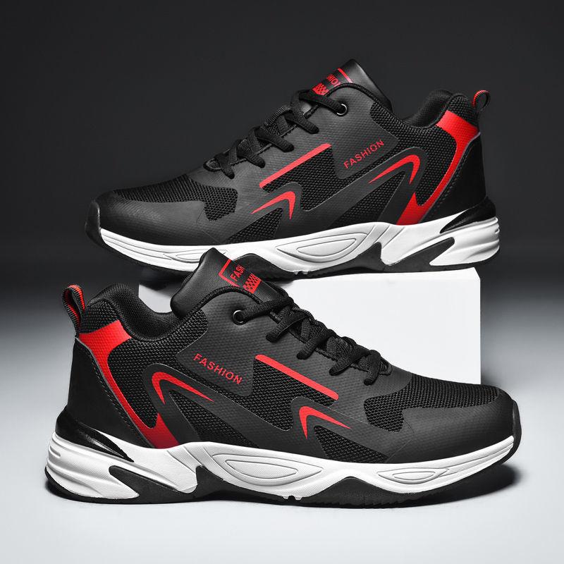 Fashion GOOHOJIO Men's Flame Printed Sneakers Flying Weave Sports Shoes Comfortable Running Shoes Outdoor Men Athletic Shoes Size 39-44