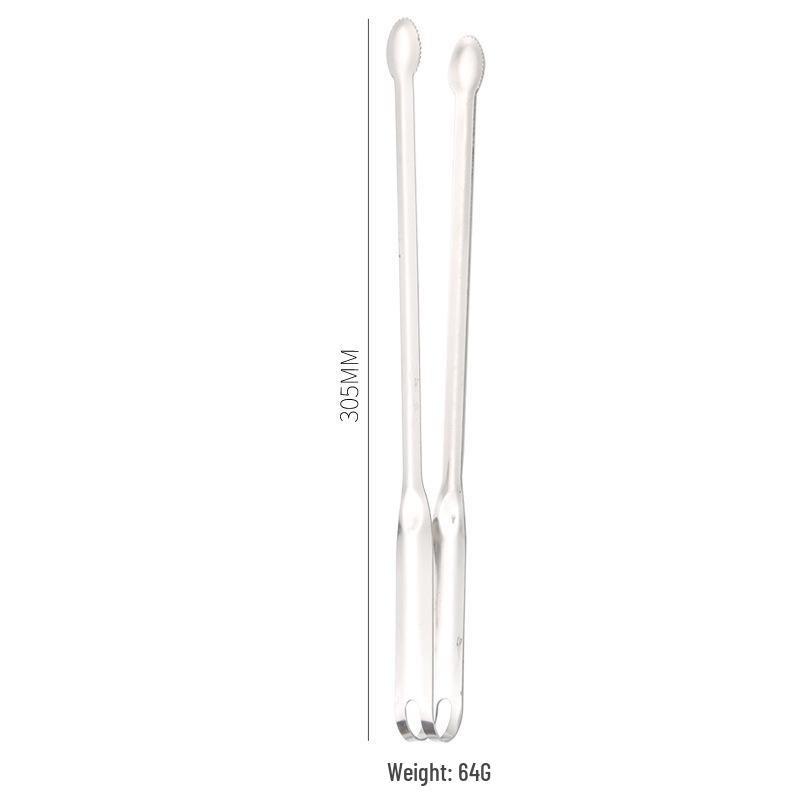 Stainless Steel Korean BBQ and Steak Cooking Tongs - Long, Anti-Scald Design Tweezers