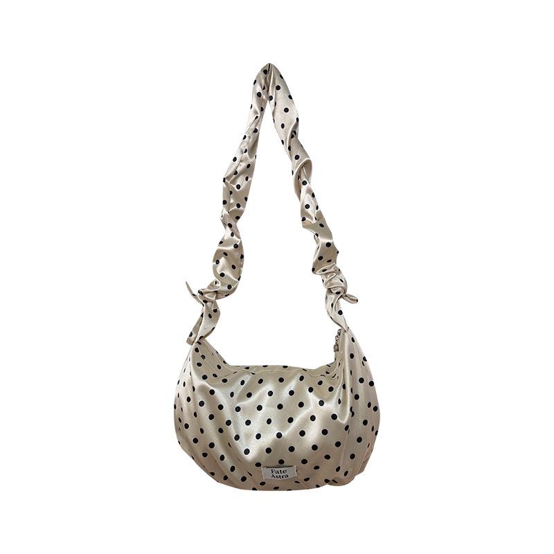 Spring Shimmer Satin Polka Dot Adjustable Shoulder Strap Women's Handbag