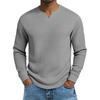 Men's Solid Color V-Neck Long-Sleeved Top Men's Sports Plus Size Casual V-Neck Top