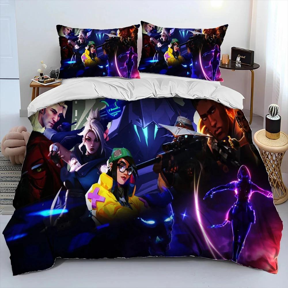 3D VALORANT Game Gamer Cartoon Comforter Bedding Set,Duvet Cover Bed Set Quilt Cover Pillowcase,king Queen Size Bedding Set Boys Tool