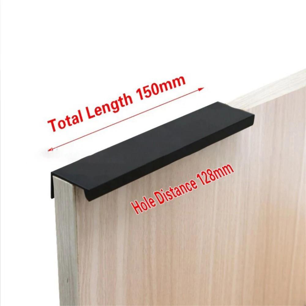 80/120/150/200mm White Hidden Cabinet Handles Aluminum Alloy Kitchen Cupboard Drawer Knobs Long Pull Handle with 16mm Screws