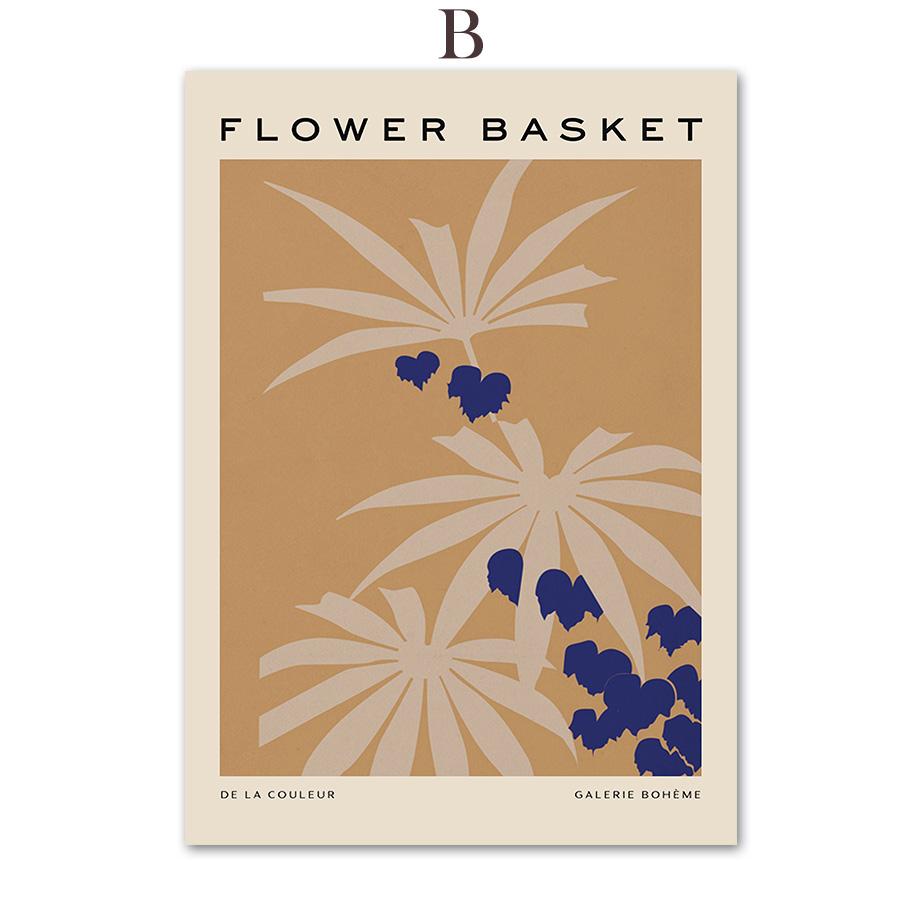 Vintage Flower Market Abstract Line Curve Wall Art Canvas Painting Nordic Posters And Prints Wall Pictures For Living Room Decor