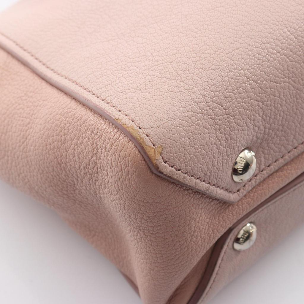 Used Miu Miu MADRAS Handbag leather Pink Used Women