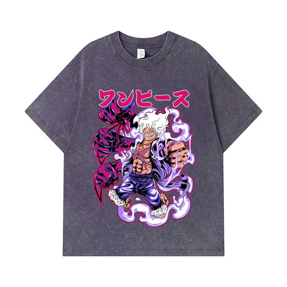275 GSM Washed T-shirts 100% Cotton One Piece V28 Nika Print Unisex Heavy Cotton T Shirt