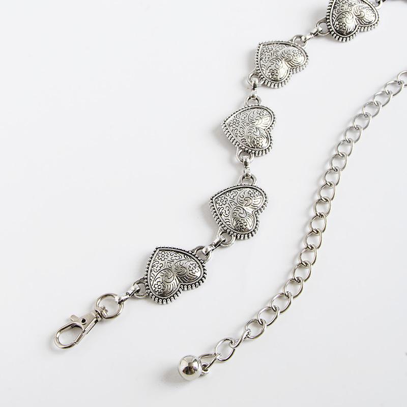 New Love Retro Engraving Sweet and Exquisite Women's Dress Pants with Metal Heavy Industry Waist Chain