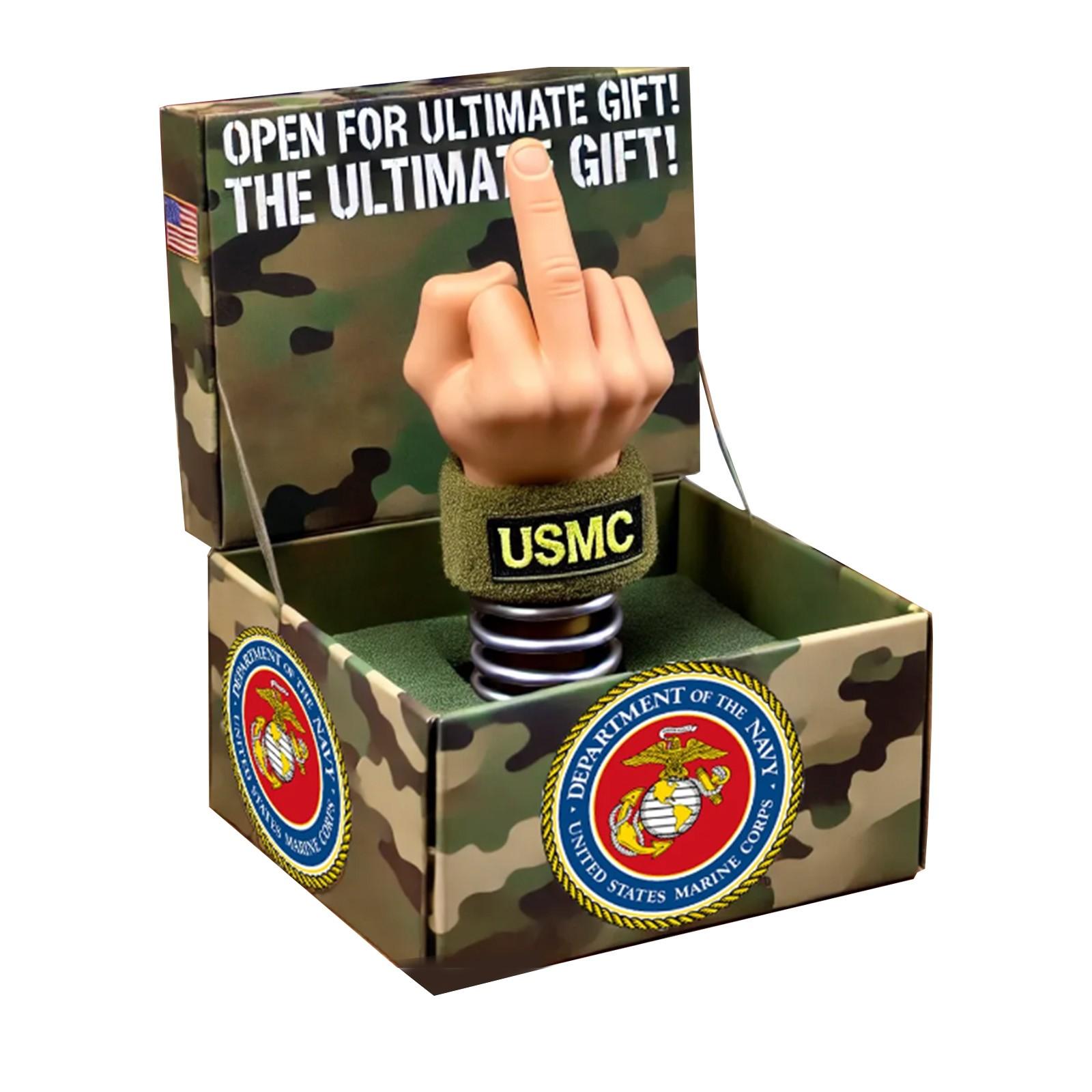 

Военная коробка для розыгрышей со средним пальцем, забавная и веселая коробка для подпрыгивания среднего пальца One Size