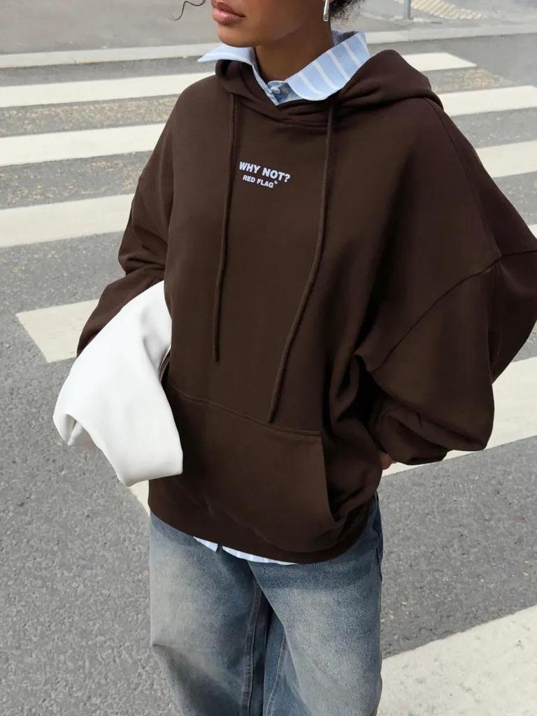 Retro Buchstaben Print Unisex Kapuzensweatshirt, Reine Baumwolle 420, Europäischer & Amerikanischer Stil, Vielseitige & Lockere Passform