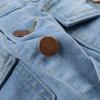 Personality Wash Blue Denim Small Vest Denim Crop Top Pocket Vintage Button Tops