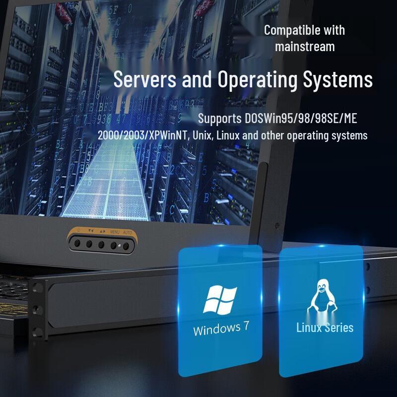 Shengwei 8-Port Rackmount KVM Switch with 17.3-inch LED Monitor