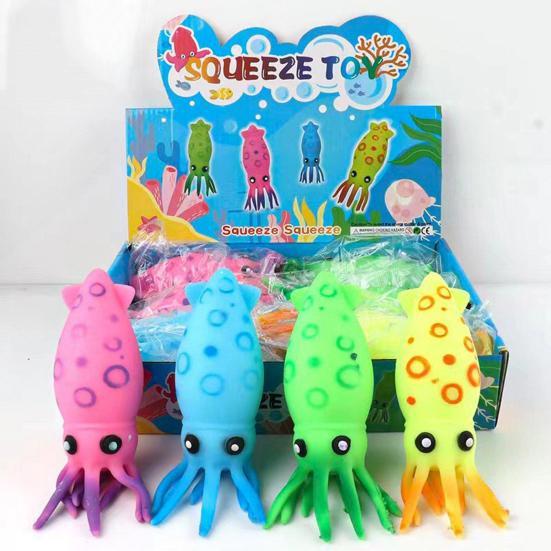 Stressball Süß Hohe Elastizität Tintenfischform Helle Farbe Tintenfisch Kneten Stressabbau Fidget Sensorisches Spielzeug Tägliche Nutzung