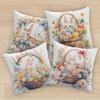 Kaninchen Floraler Cartoon-Druck Kissenbezug für Zuhause und Büro Sofakissen