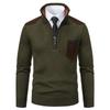 Men's JumperSweaters Knit Sweater Ribbed Knit Regular Tops Splice Knitted Color Block Stand Collar Fashion