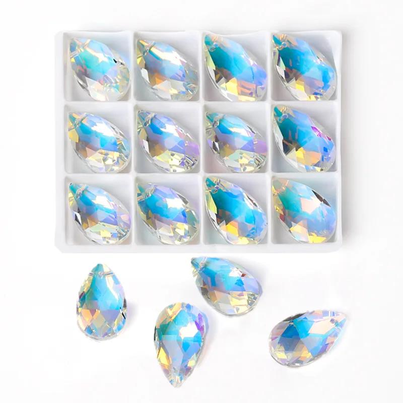AB Color Crystal Pendants Shiny Charms Loose Beads for Necklace Bracelet Earring DIY Crafting Jewelry Accessory Making Supplies