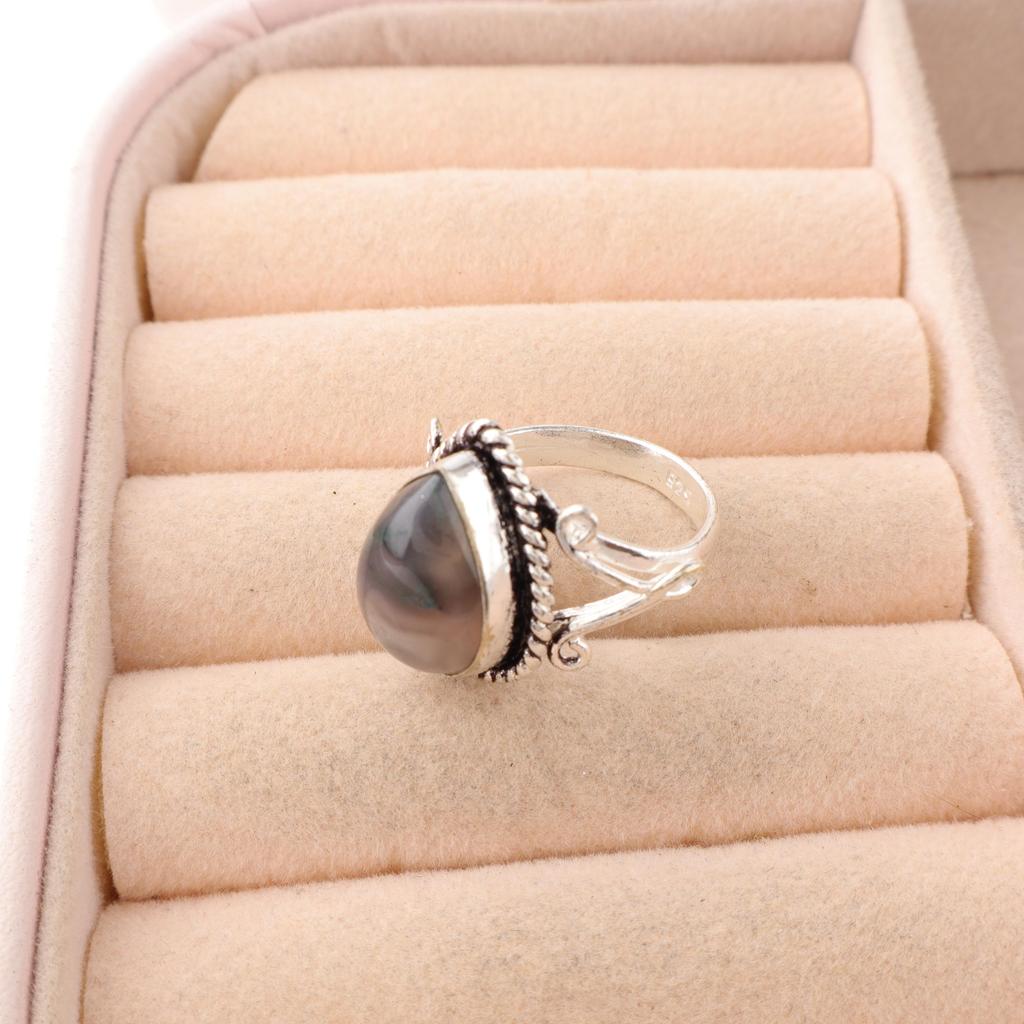 Moss Agate Gemstone Jewelry, 925 Solid Sterling Silver Ring Jewelry, Handmade Artisan Jewelry For Wedding Gift