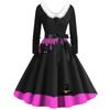 Women's Casual Fashion V-Neck Hairy Halloween Printed Long Sleeve Dresses