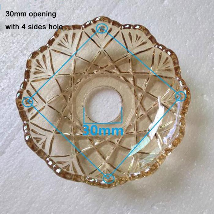 D12xH3cm Bernstein Grau Glas Tropfschalen Ersatz mit 4 Seitenlöchern,Klares Cognac Kristall Tropfschalen Schale mit 12mm 26mm 30mm Öffnung