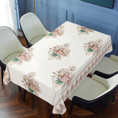 Nova Toalha de Mesa Doméstica Estilo Chinês Impermeável e à Prova de Óleo PVC Bordada em Tira Longa Capa para Mesa de Centro