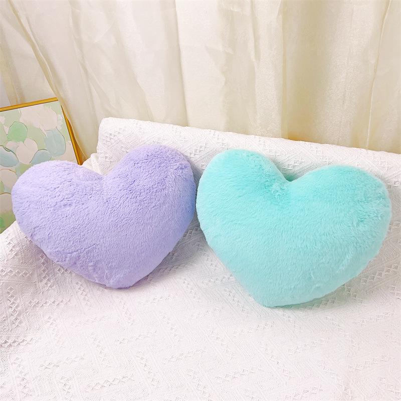 Heart-Shaped Imitation Rabbit Fur Love Pillow - Creative Sofa Cushion and Bedside Decoration Ornament