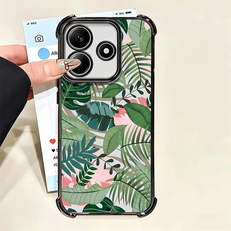 Summer Plants Green Leaf Plating Phone Case For Xiaomi Poco X5 X6 X7 X8 Pro Max F8 Ultra F7 M8 M7 M5S Redmi 15C 15 14C 13C 13 X3