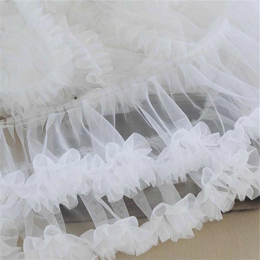 Multicolor Fringed Mesh Ribbon 15X90cm Size Ruffle Trim Pleated Fold Tulle  DIY Sewing Crafting