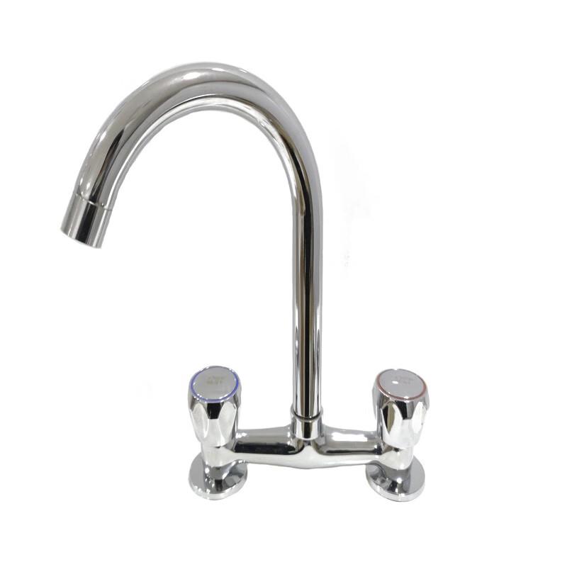 Retro Brass Double Handle Swivel Kitchen Faucet