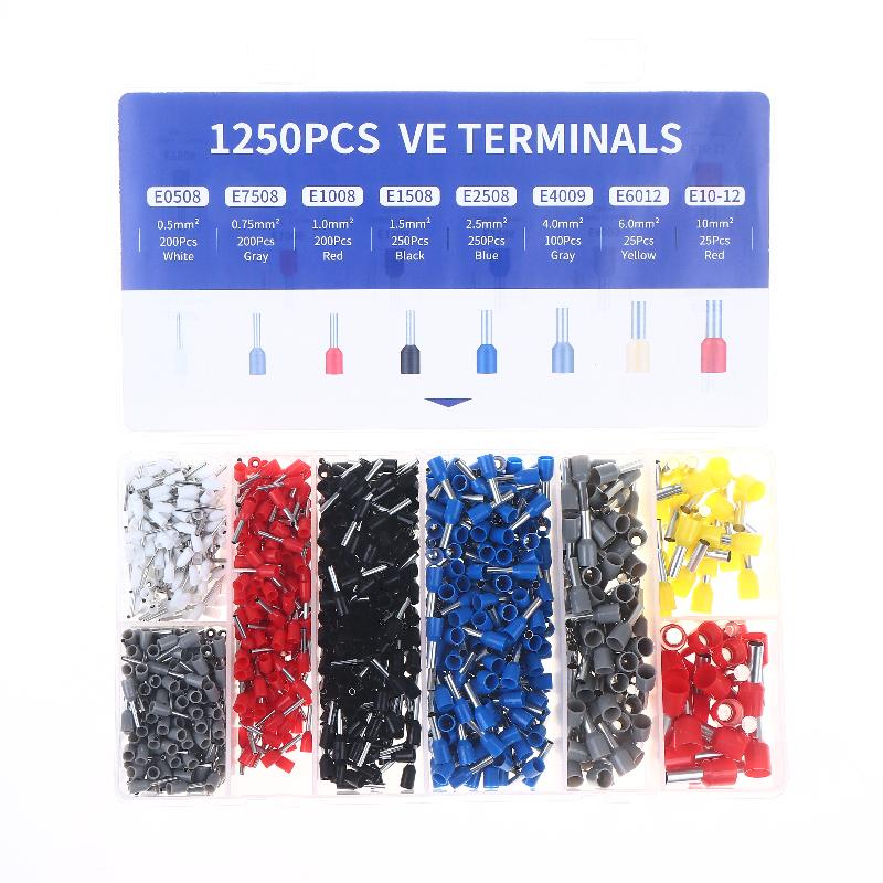 450/700/1250Pcs Insulated Cord Pin End Terminal Kit - Tubular Terminal Block Connector With Electrical Crimper Tool