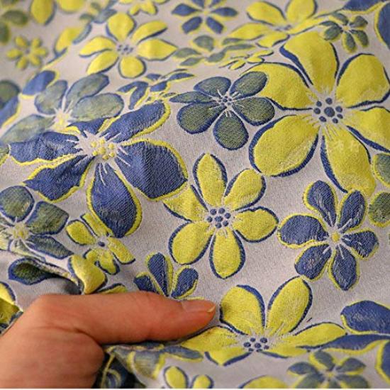 145cm Wide X 95cm Long Premium Double Layer Blue and Yellow Floral Jacquard Fabric