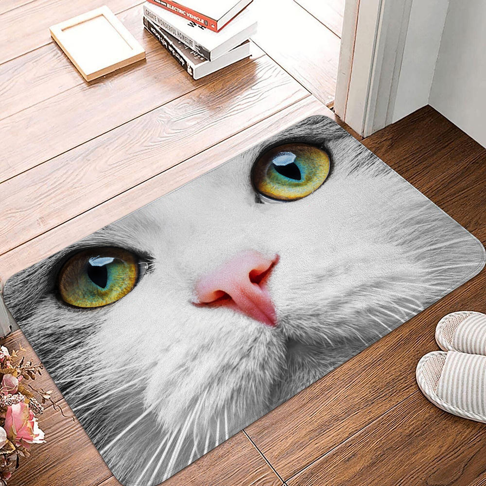 Living Room Bedroom Non-slip Suede Bath Mat Indoor Owl Cat's Eye Kitchen Floor Mat Animal Pattern Room Rug