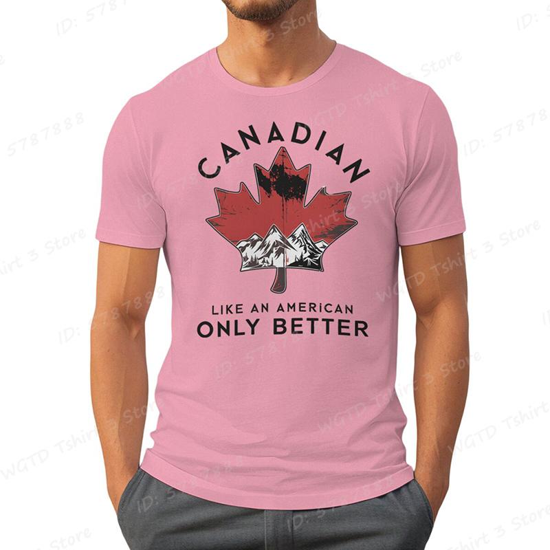Canadian Like An American Only Better Print T-shirts, Summer Casual Crew Neck T-Shirt, Regular Fit, Canada T-shirt, Men Clothing