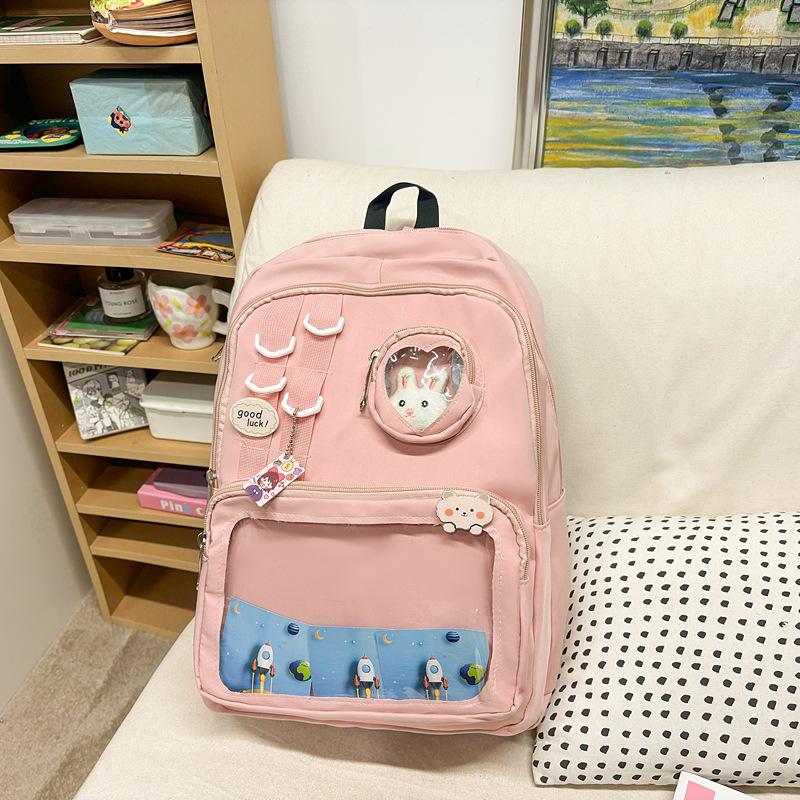 School bag, student bag, large capacity, shoulder back, high value backpack, new primary school students simple and cute pain bag
