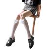 Women's Japanese Style White Lolita Fishnet Mid-Calf Socks with Cute Bow Knot