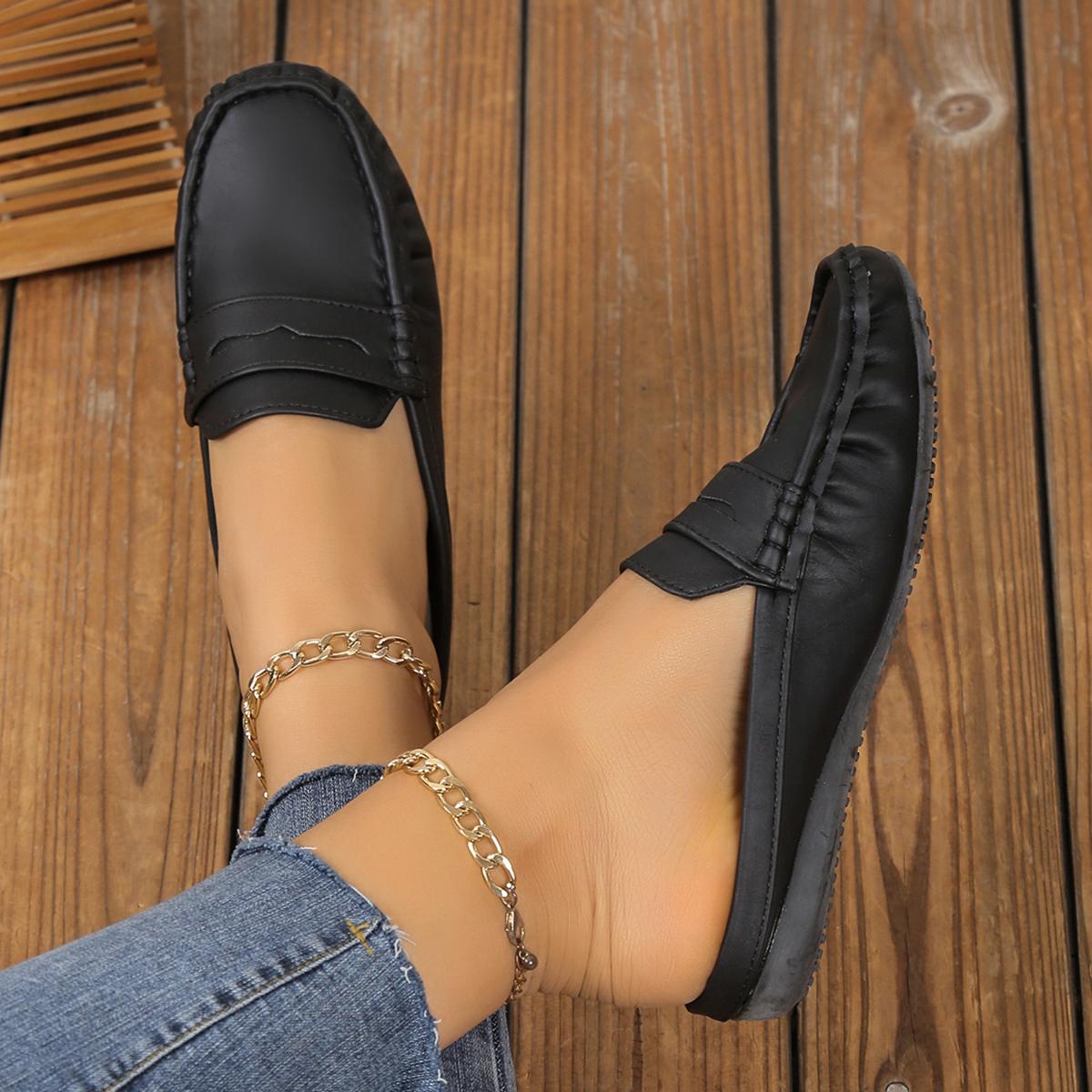 

Женская обувь осень и весна новые круглые носки плиссированные ленивые повседневные и удобные полутопы большого размера 43 женская обувь Zapatos Mujer 36 чёрный