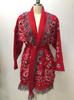 European & American Retro Color-Blocked Tassel Jacquard Mid-Length Cardigan - Women's Loose Fit Lapel Coat for Autumn/Winter