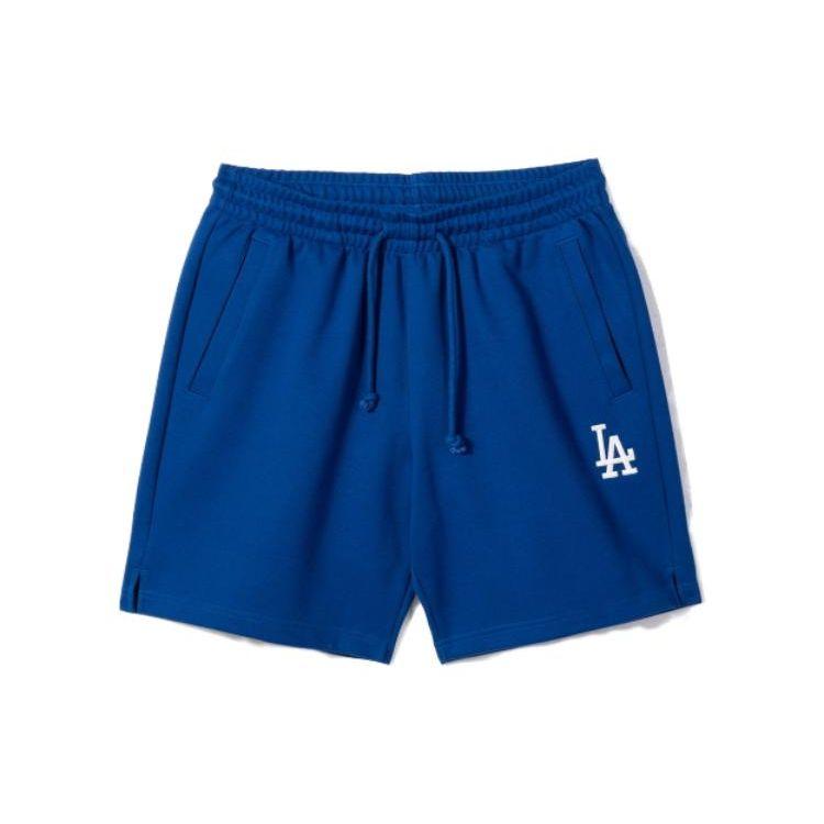 New Era MLB Los Angeles Dodgers Solid Color Letter Pattern Printed Lace Waist Casual Shorts Men shorts Blue 13546440