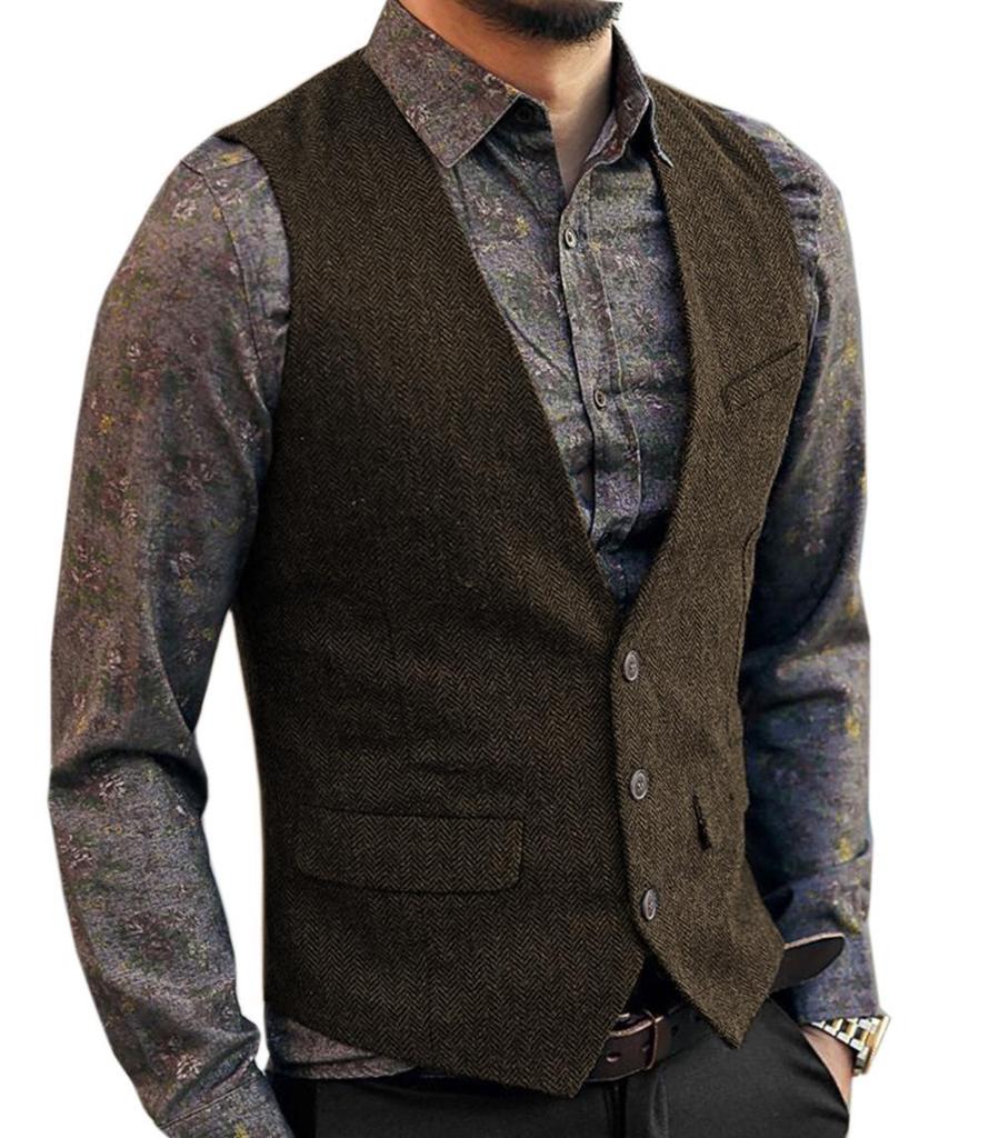 Men's Slim Fit Single-Breasted Casual Vest - Ideal for Groom and Groomsmen